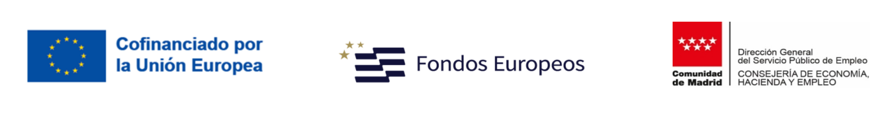 Cofinanciado por la Unión Europea. Fondos Europeos. Comunidad de Madrid — Dirección General del Servicio Público de Empleo.