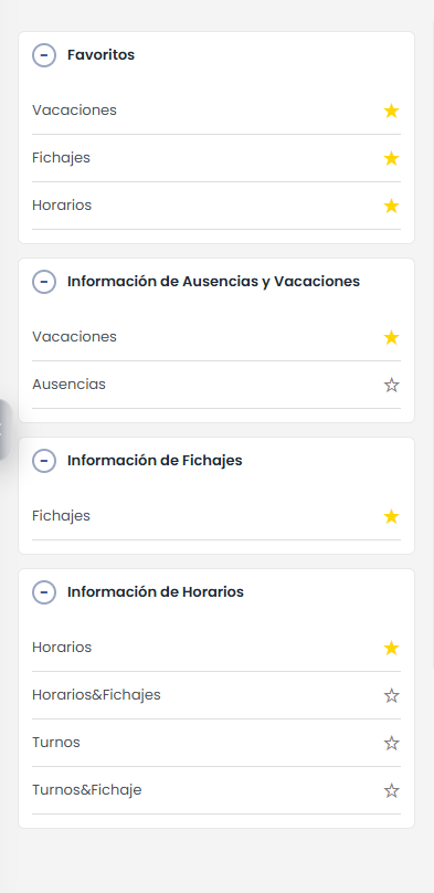 Informes marcados como favoritos