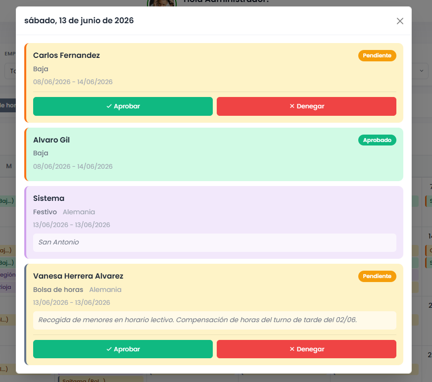 Detección de conflictos de vacaciones por sucursal